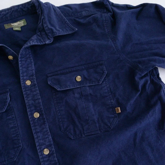 Vintage Gander Mtn Outdoors Navy Heavyweight Button Up Shirt Lt Made In Morocco - Picture 10 of 11